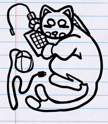 Email the cat surrounded by computer paraphernalia.